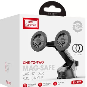 Earldom EH309 Vantuzlu 2 Adet Manyetik Başlıklı Manyetik Magsafe Araç Tutucu - Siyah
