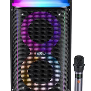 Yesido YSW29 2 Adet 20W Dahili Hoparlörlü 4400 mAh Bataryalı BT 5.0 RGB Kablosuz Hoparlör - Siyah